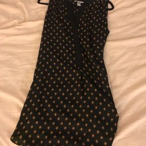 Navy blue and gold layered shirt dress